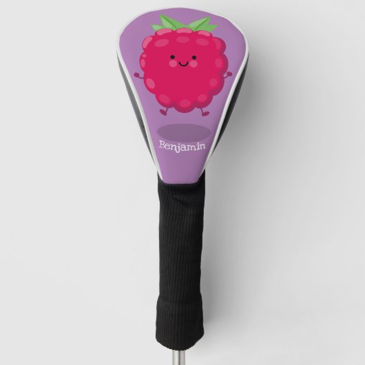 Cute happy raspberry cartoon illustratie golfheadcover (Voorkant)