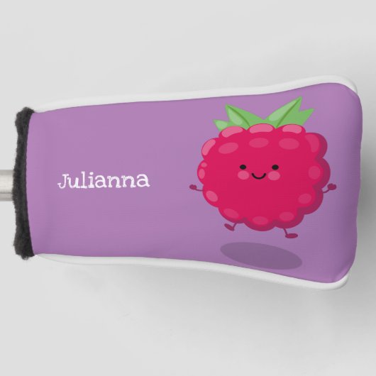 Cute happy raspberry cartoon illustratie golfheadcover (Voorkant)