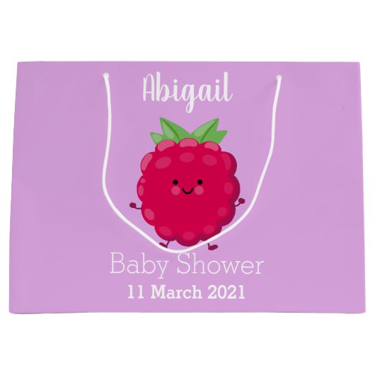 Cute happy raspberry cartoon illustratie groot cadeauzakje (Voorkant)