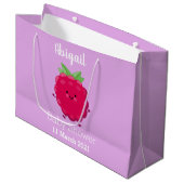Cute happy raspberry cartoon illustratie groot cadeauzakje (Voorkant Gekanteld)