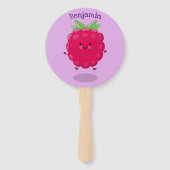 Cute happy raspberry cartoon illustratie handwaaier (Achterkant)