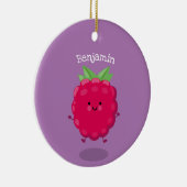 Cute happy raspberry cartoon illustratie keramisch ornament (Rechts)