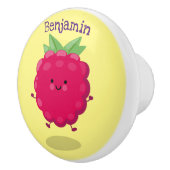 Cute happy raspberry cartoon illustratie keramische knop (Rechts)