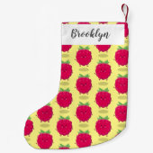 Cute happy raspberry cartoon illustratie kleine kerstsok (Achterkant)