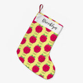Cute happy raspberry cartoon illustratie kleine kerstsok (Voorkant (Hangend))