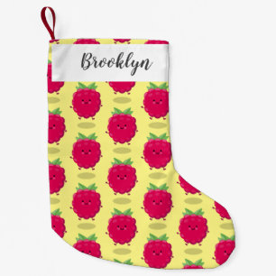 Cute happy raspberry cartoon illustratie kleine kerstsok