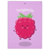 Cute happy raspberry cartoon illustratie klembord (Achterkant)