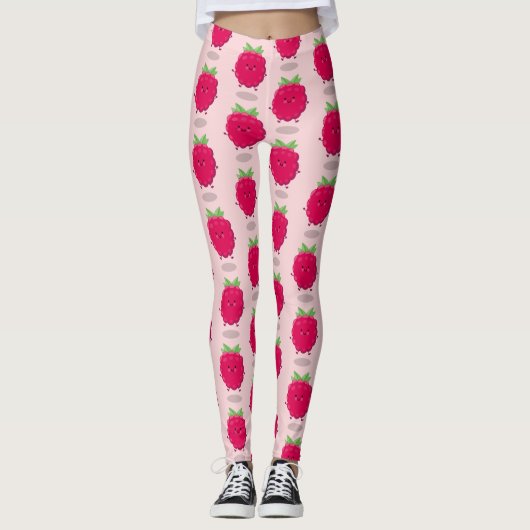 Cute happy raspberry cartoon illustratie leggings (Voorkant)