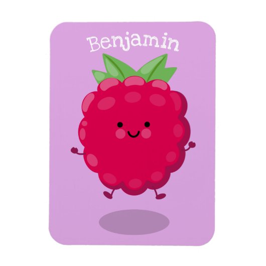 Cute happy raspberry cartoon illustratie magneet (Verticaal)
