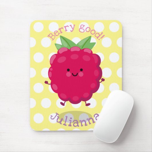 Cute happy raspberry cartoon illustratie muismat (Met muis)
