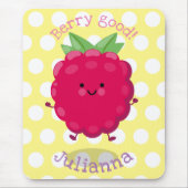 Cute happy raspberry cartoon illustratie muismat (Voorkant)
