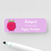 Cute happy raspberry cartoon illustratie naamplaatje (In situ)