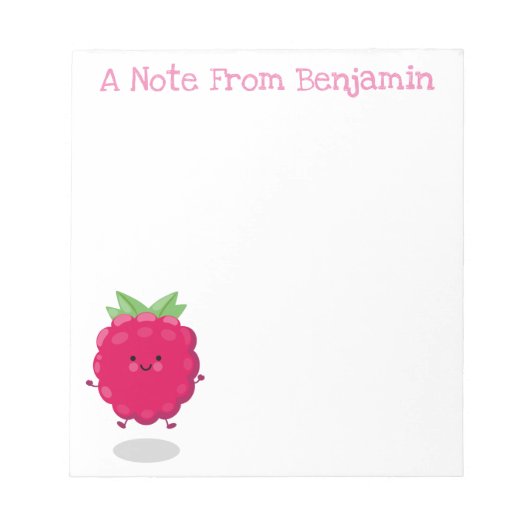 Cute happy raspberry cartoon illustratie notitieblok (Voorkant)