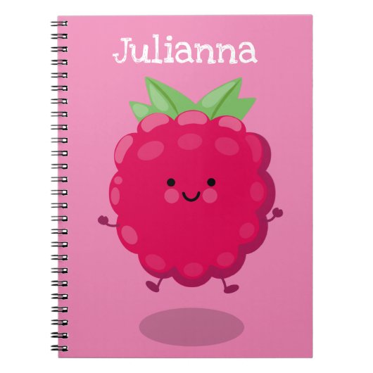 Cute happy raspberry cartoon illustratie notitieboek (Voorkant)