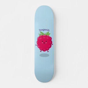 Cute happy raspberry cartoon illustratie persoonlijk skateboard