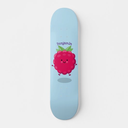 Cute happy raspberry cartoon illustratie persoonlijk skateboard (Voorkant)