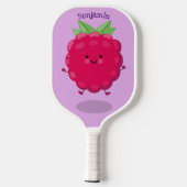 Cute happy raspberry cartoon illustratie pickleball paddle (Achterkant)