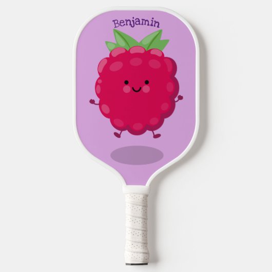 Cute happy raspberry cartoon illustratie pickleball paddle (Voorkant)