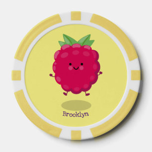 Cute happy raspberry cartoon illustratie poker chips