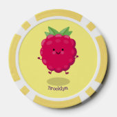Cute happy raspberry cartoon illustratie poker chips (Achterkant)