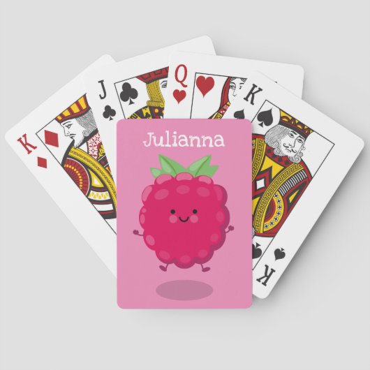 Cute happy raspberry cartoon illustratie pokerkaarten (Achterkant)