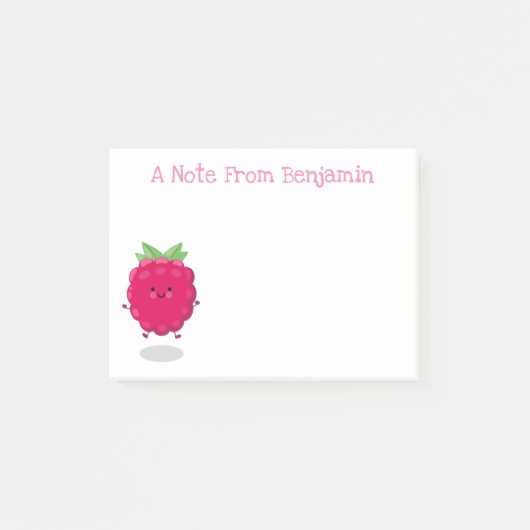 Cute happy raspberry cartoon illustratie post-it® notes (Voorkant)