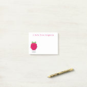 Cute happy raspberry cartoon illustratie post-it® notes (Op bureau)