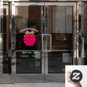 Cute happy raspberry cartoon illustratie raamsticker