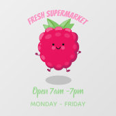 Cute happy raspberry cartoon illustratie raamsticker (Vel)