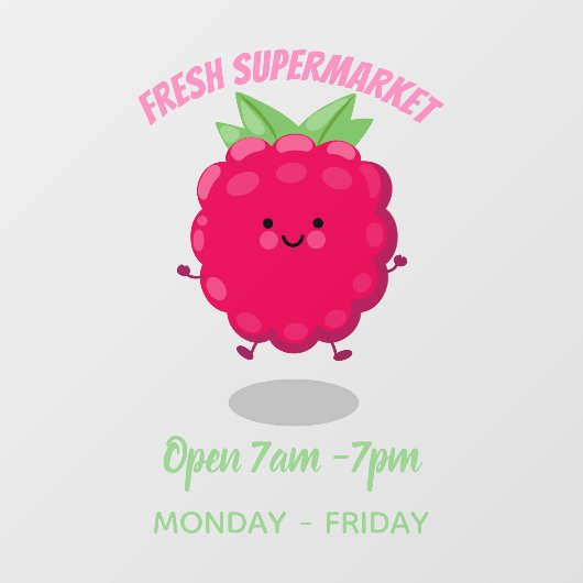 Cute happy raspberry cartoon illustratie raamsticker (Vel)