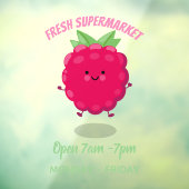 Cute happy raspberry cartoon illustratie raamsticker (Vel 3)