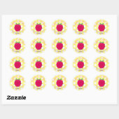 Cute happy raspberry cartoon illustratie ronde sticker (Vel)