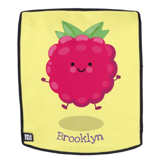 Cute happy raspberry cartoon illustratie rugtassen (Verwijderbaar gezicht)