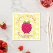 Cute happy raspberry cartoon illustratie servet (Insitu)