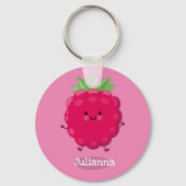 Cute happy raspberry cartoon illustratie sleutelhanger (Voorkant)