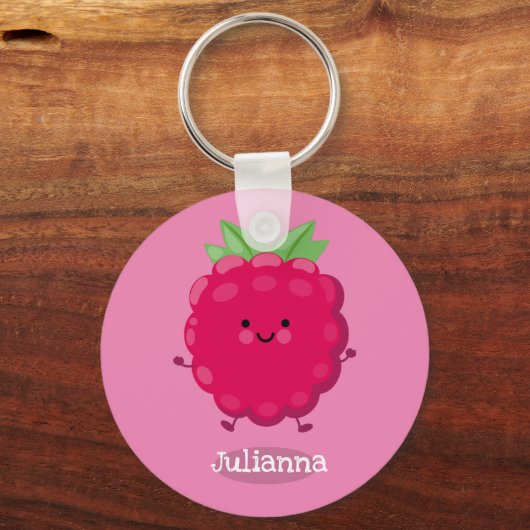 Cute happy raspberry cartoon illustratie sleutelhanger (Voorkant)