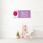 Cute happy raspberry cartoon illustratie spandoek (Insitu)