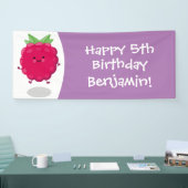 Cute happy raspberry cartoon illustratie spandoek (Beurs)