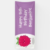 Cute happy raspberry cartoon illustratie spandoek (Verticaal)