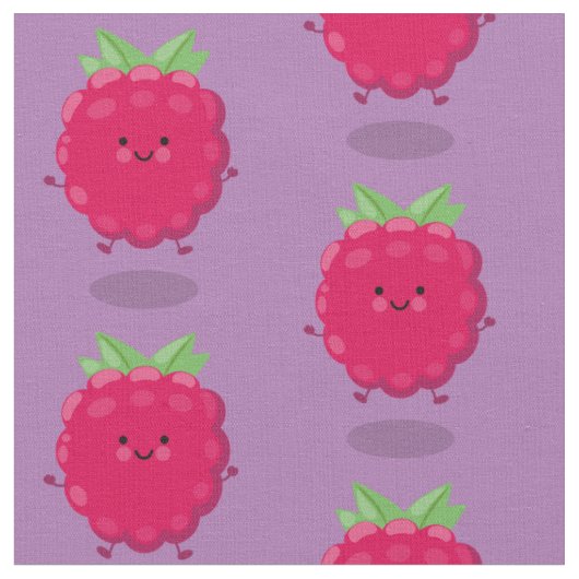 Cute happy raspberry cartoon illustratie stof (Close Up)