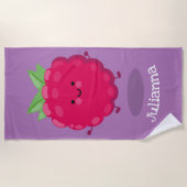 Cute happy raspberry cartoon illustratie strandlaken (Voorkant)