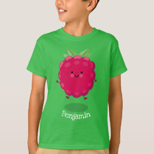 Cute happy raspberry cartoon illustratie t-shirt
