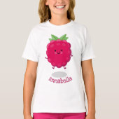Cute happy raspberry cartoon illustratie t-shirt (Voorkant)