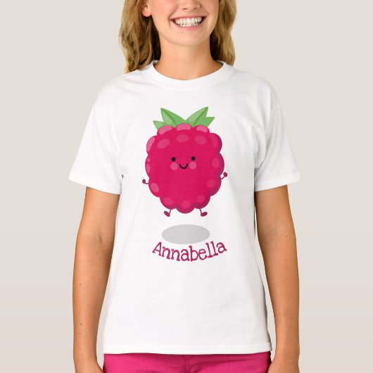 Cute happy raspberry cartoon illustratie t-shirt (Voorkant)