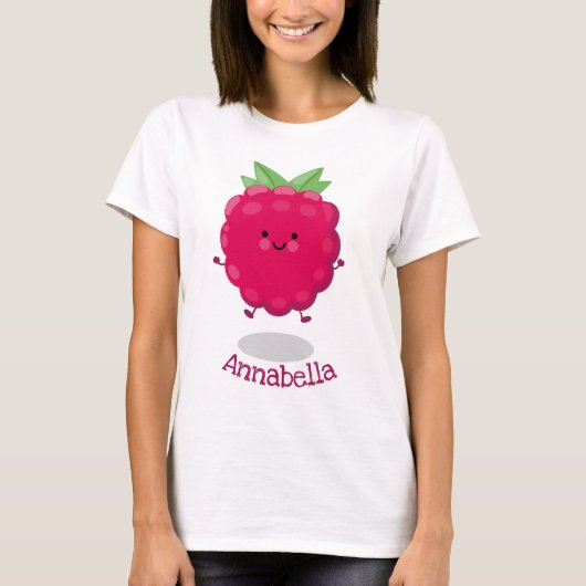 Cute happy raspberry cartoon illustratie t-shirt (Voorkant)