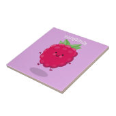 Cute happy raspberry cartoon illustratie tegeltje (Zijkant)