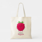 Cute happy raspberry cartoon illustratie tote bag (Achterkant)