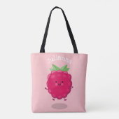 Cute happy raspberry cartoon illustratie tote bag (Achterkant)