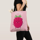 Cute happy raspberry cartoon illustratie tote bag (Dichtbij)