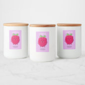 Cute happy raspberry cartoon illustratie voedselcontainer etiket (Flessen)